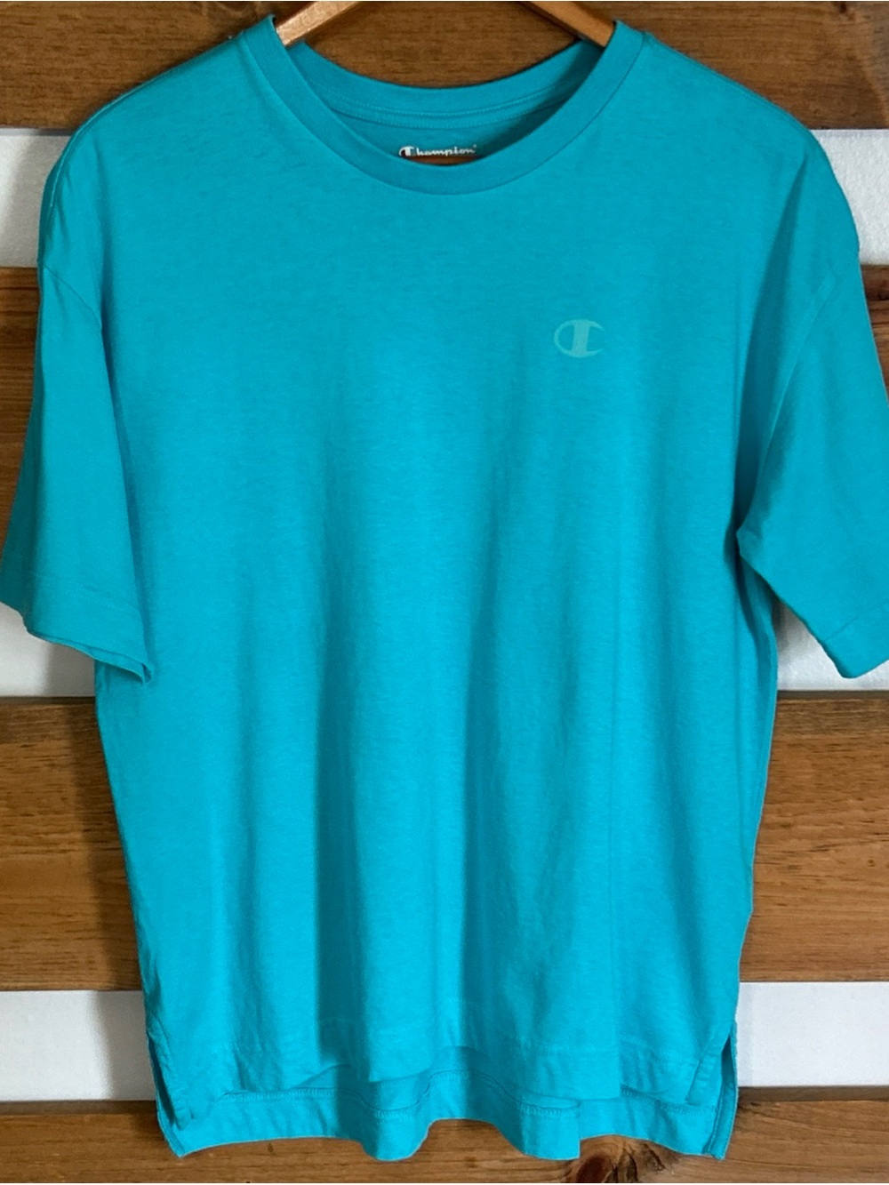 Champion Solid Teal Classic Core Crew Athleisure Short Sleeve Tee Women's Size S